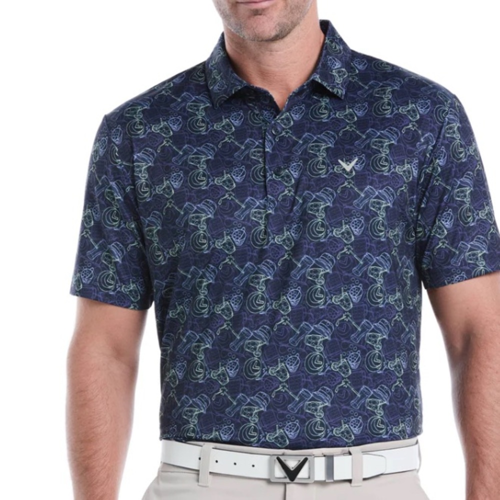 Callaway Blue andโ Green Graphic Polo Shirt